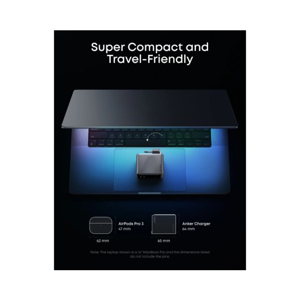 ANKER Prime 160W GaN zidni brzi punjač, 3-porta (3x USB-C) srebrni - EP3027931