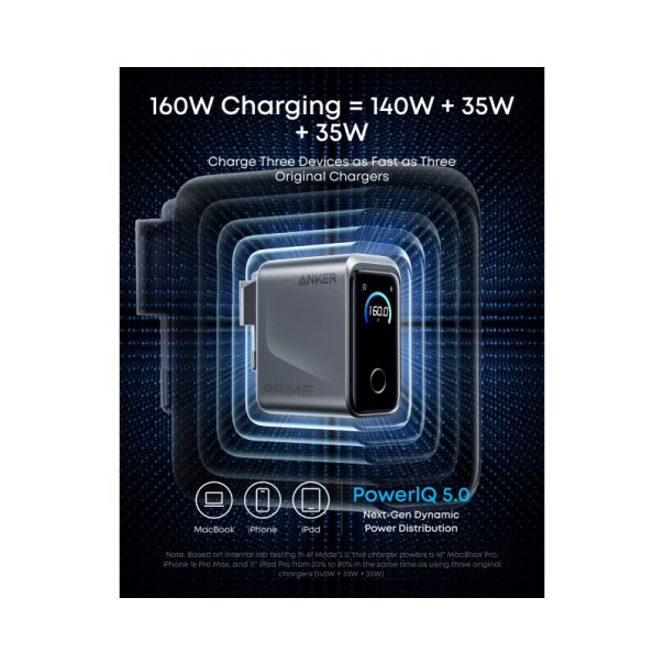 ANKER Punjač Prime 160W, 3-porta (3x USB-C), srebrna - EP2947976
