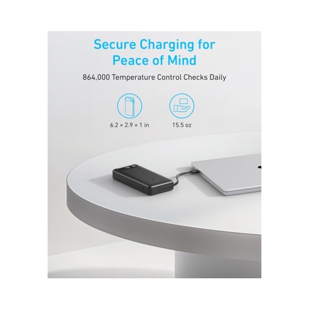 ANKER Power bank 20000mAh, 87W, sa ugrađenim USB-C kablom na izvlačenje, crna - EP3003619