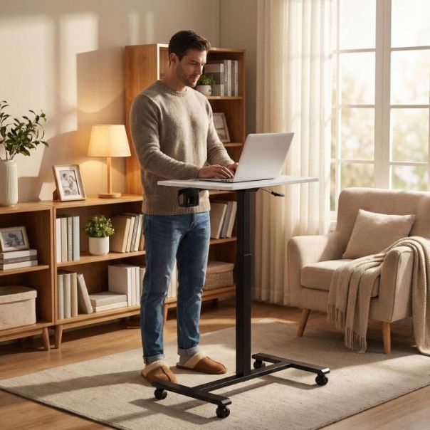 MODERNHOME Mobilni podesivi sto 70x48 cm laptop sto sa podesavanjem visine 71.5–112 cm white - EP2828247