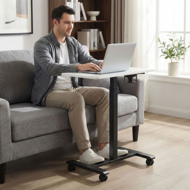 MODERNHOME Mobilni podesivi sto 70x48 cm laptop sto sa podesavanjem visine 71.5–112 cm white - EP2828247