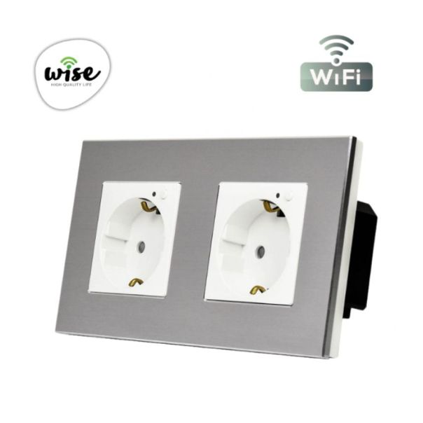 Wise Wifi pametna utičnica, modularna dupla - aluminijumski panel - 16A - PMK000072A00000