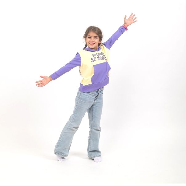 KEVA SI Dečija dukserica - Od ljubavi se raste , ljubičasta, žuta - 122Kevasi