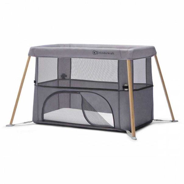 KINDERKRAFT Prenosivi krevetac MOVI Grey&Wood - KCMOVI00WOD0000
