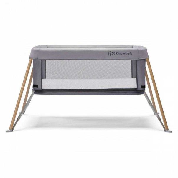 KINDERKRAFT Prenosivi krevetac MOVI Grey&Wood - KCMOVI00WOD0000