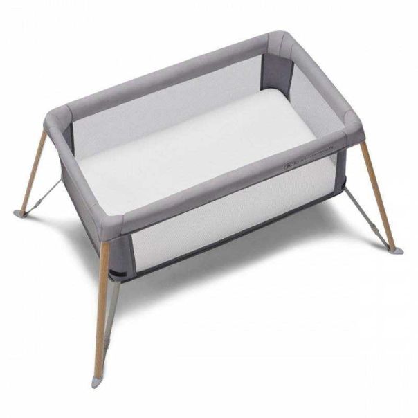 KINDERKRAFT Prenosivi krevetac MOVI Grey&Wood - KCMOVI00WOD0000