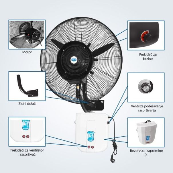 PROSTO Zidni ventilator sa raspršivačem MSF2608C - EP3158769