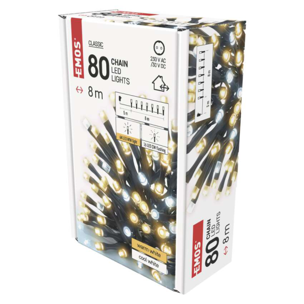 EMOS Svetlosni lanac 80 LED, 8 m - MTG-D4AN01
