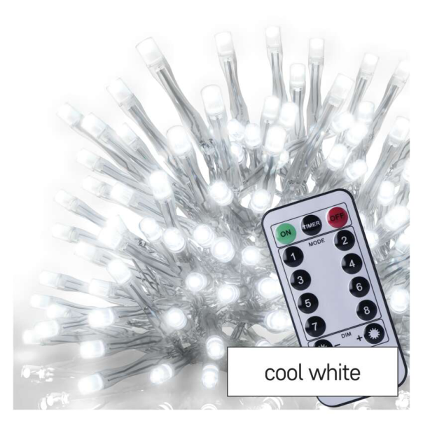 EMOS Svetlosni lanac - Ledenica 300 LED, 5 m CW daljinski uravljač - MTG-D4CC02