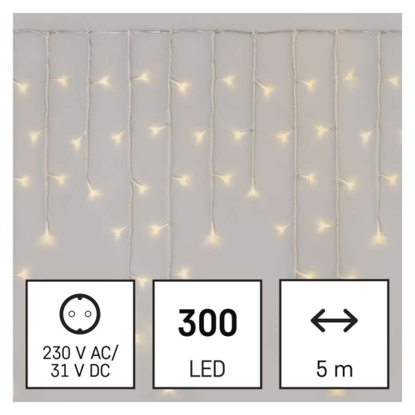 EMOS Svetlosni lanac - Ledenica 300 LED, 5 WW daljinski uravljač - MTG-D4CW02