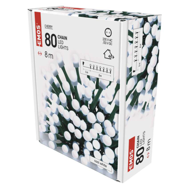 EMOS Svetlosni lanac - cherry 80 LED, 8 m CW tajmer - MTG-D5AC02