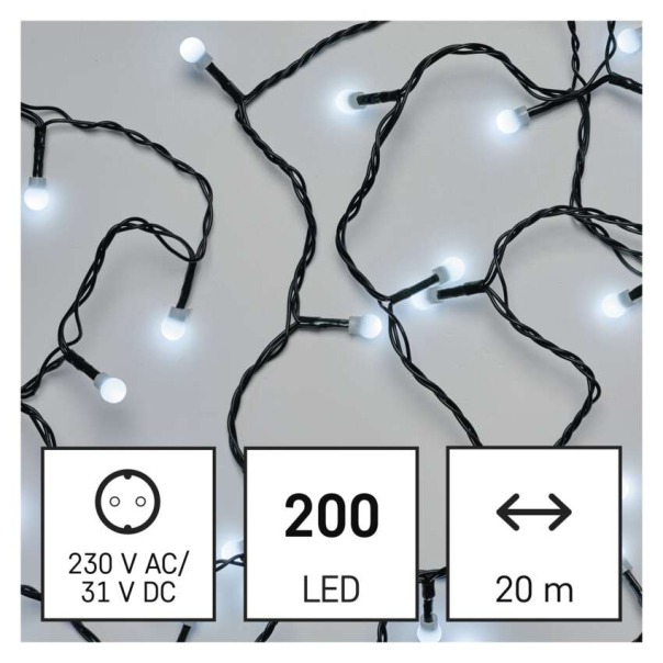 EMOS Svetlosni lanac - cherry 200 LED, 20 m CW tajmer - MTG-D5AC03