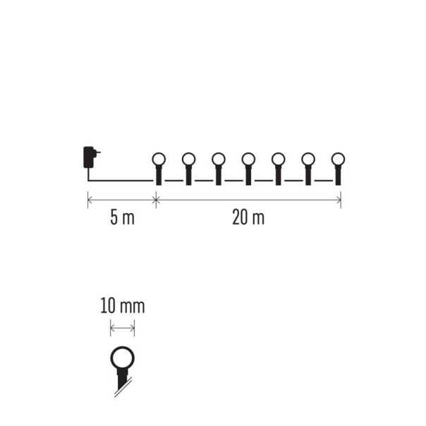 EMOS Svetlosni lanac - cherry 200 LED, 20 m CW tajmer - MTG-D5AC03