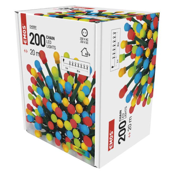 EMOSLED svetlosni lanac - cherry 200 LED 20 m multicolor tajmer - MTG-D5AM03