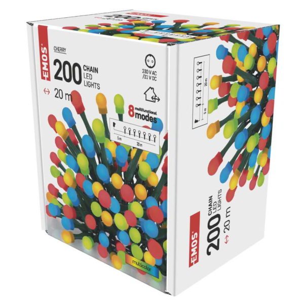 EMOSLED svetlosni lanac - cherry 200 LED 20 m multicolor MF programi - MTG-D5AM06