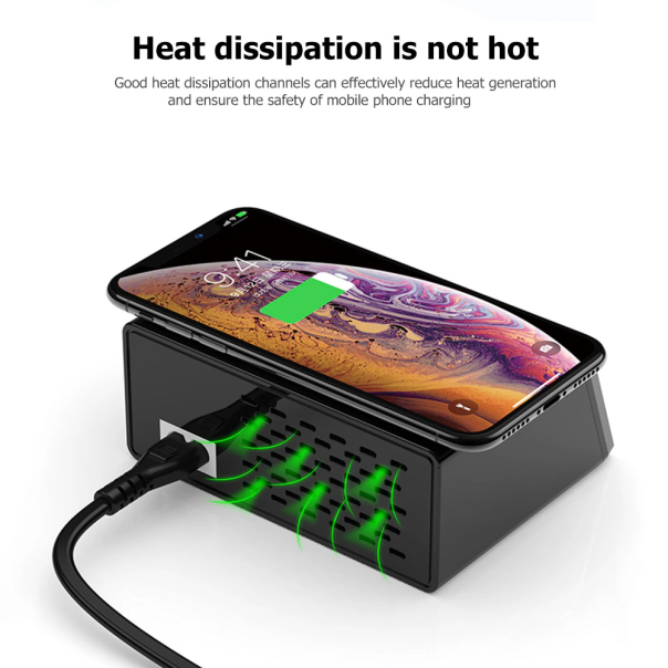 Multi USB punjač WLX-X9 sa LCD-om/8 USB portova+Wireless punjač crni - 213872-1