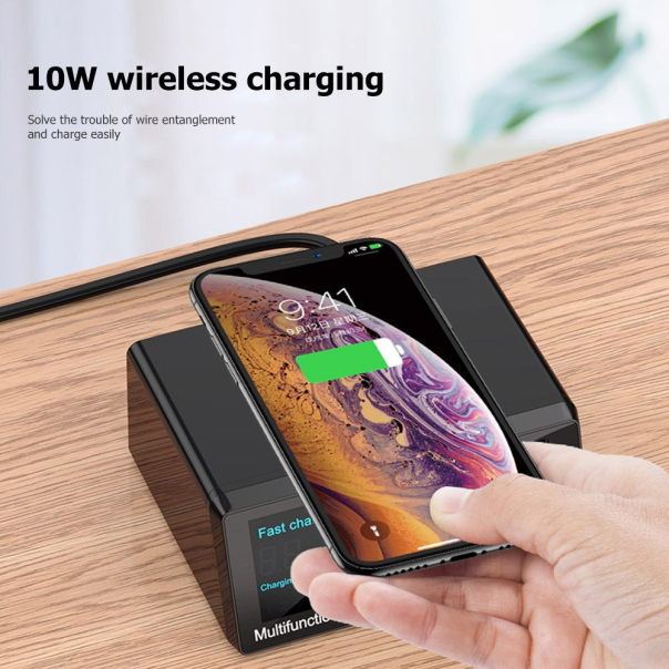 Multi USB punjac WLX-X9 sa LCD-om/8 USB portova+Wireless punjac crni - 213872
