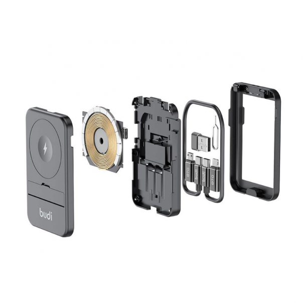 Multifunkcionalni box wireless punjač Budi Magsafe 15W 14 u 1 crni - 208859