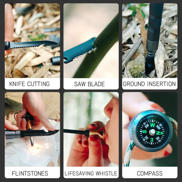 Multifunkcionalni stap sa dodacima (set za prezivljavanje) crni - 213527