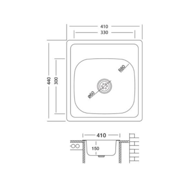 Livinox Inox ugradna sudopera N179 41×44cm sifon ø90 - 12466