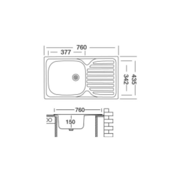 Livinox Inox ugradna sudopera N240 76x43,5cm sifon ø90 - 11935-1