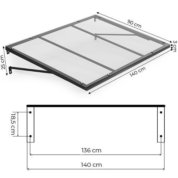 MULTIGARDEN Nadstrešnica za ulazna vrata 140 × 90 cm sa uv zaštitom – - EP3003307