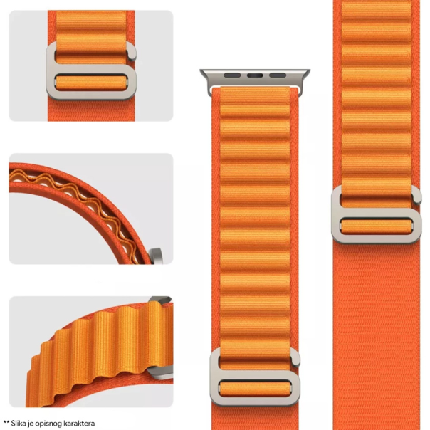 Narukvica Moye Smart Watch Alpine Loop Strap 44/45/49mm Black With Orange - 055039