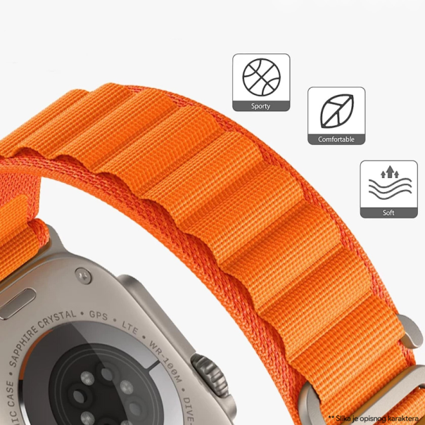 Narukvica Moye Smart Watch Alpine Loop Strap 44/45/49mm Orange with Starlight - 055041
