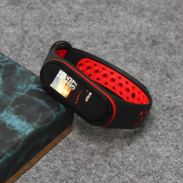 Narukvica za smart watch Xiaomi Mi Band M3/M4 crno crvena - 94670