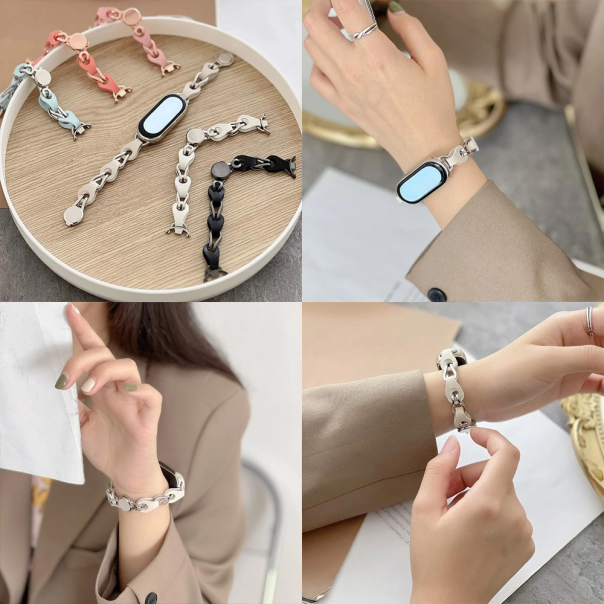 Narukvica za smart watch Xiaomi Mi Band M8/M9 metalna crna - 217324