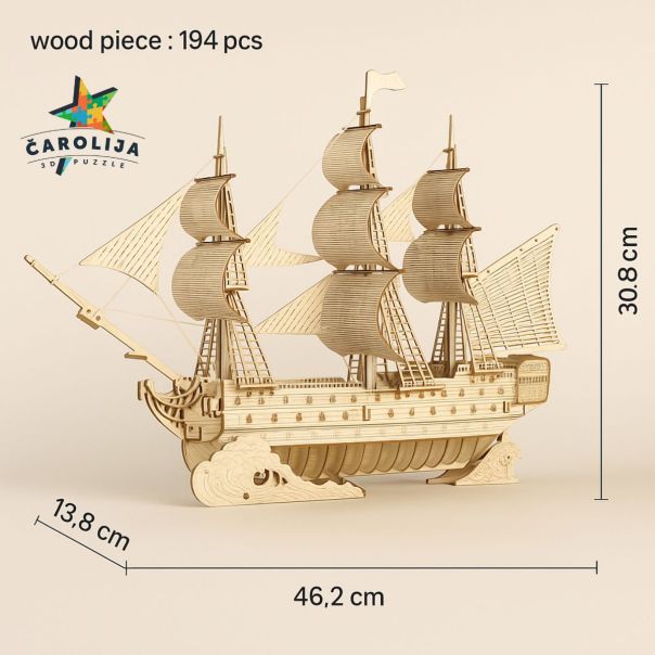 3D drvena puzla - BROD HMS VICTORY - 256-1-1-1-1