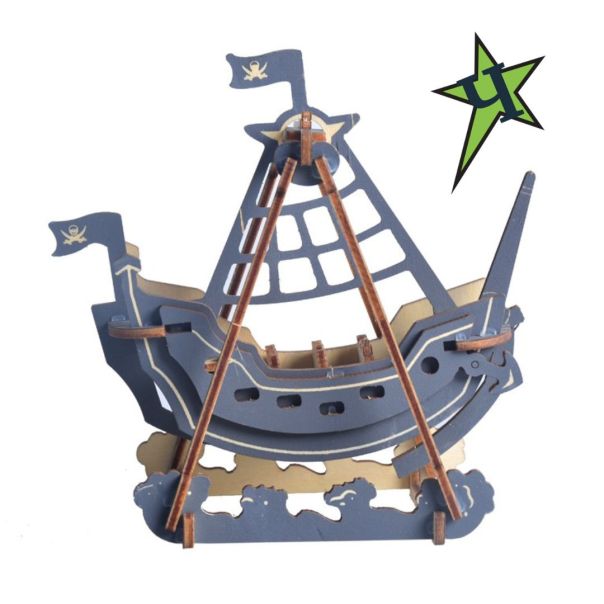 3d drvena puzzle - MALI PIRATSKI BROD - 73