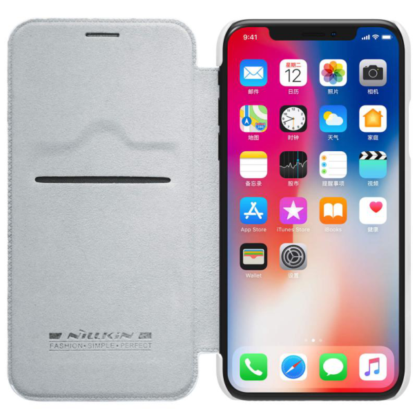 Maska za iPhone XS Max bela na preklop Nillkin Qin - 026197