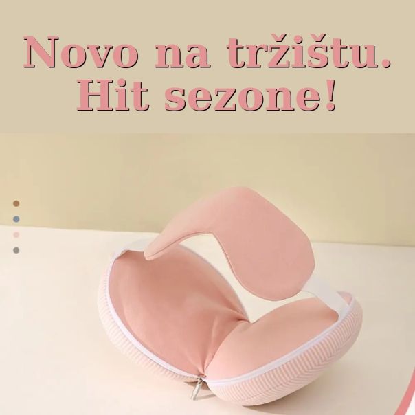 Travel set za spavanje 2u1 – jastuk za vrat + maska za oči, roze - SOP096