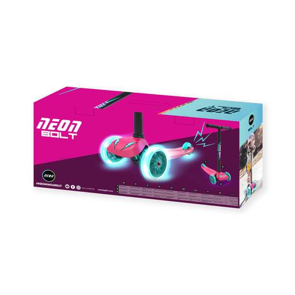 YVOLUTION Trotinet Neon Bolt roze - NS14P4