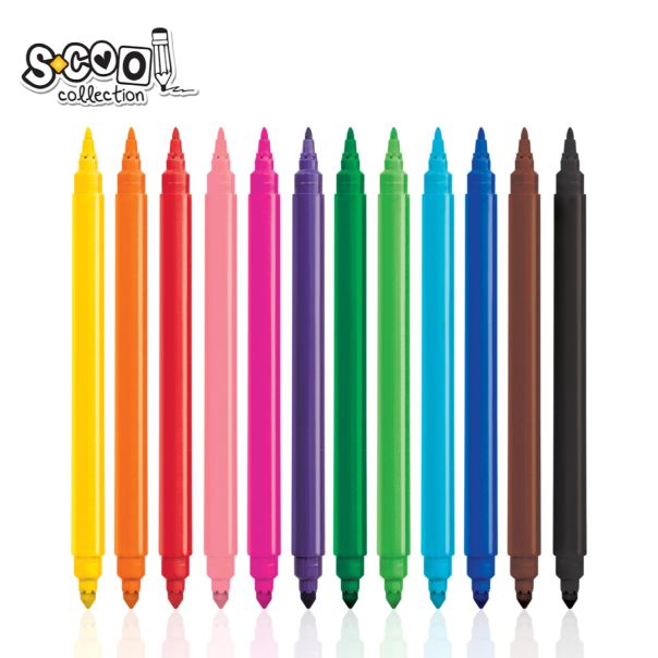 S-COOL Flomasteri obostrani, set 1/12 sc1381 - NS28890