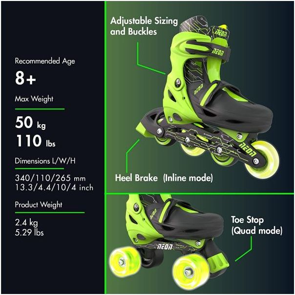YVOLUTION Roleri Neon Combo veličina 30-33 - zeleni - NT09G4