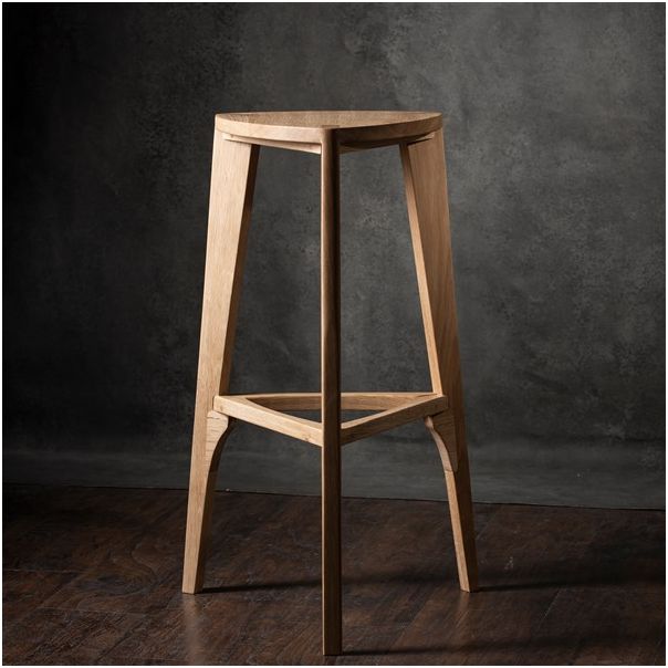 MEDA FURNITURE Drvena barska stolica Hrast ravna - HrastRavTer35