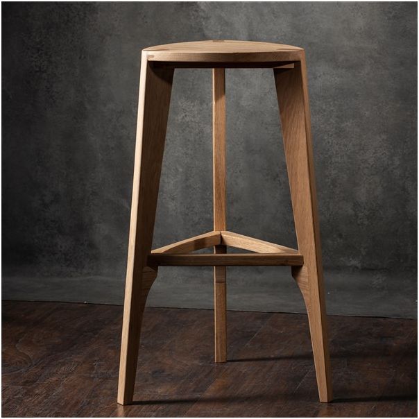 MEDA FURNITURE Drvena barska stolica Hrast ravna - HrastRavTer35