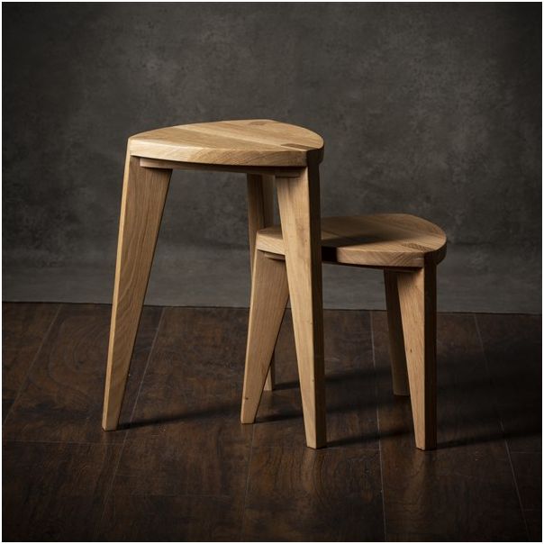 MEDA FURNITURE Stočići od drveta Hrast M (set) - StoHrastSetM