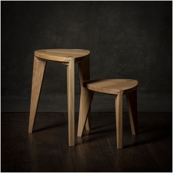 MEDA FURNITURE Stočići od drveta Hrast M (set) - StoHrastSetM