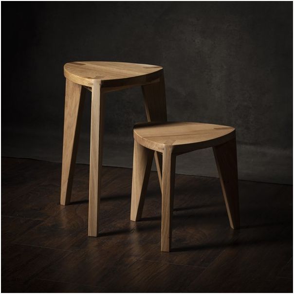 MEDA FURNITURE Stočići od drveta Hrast M (set) - StoHrastSetM