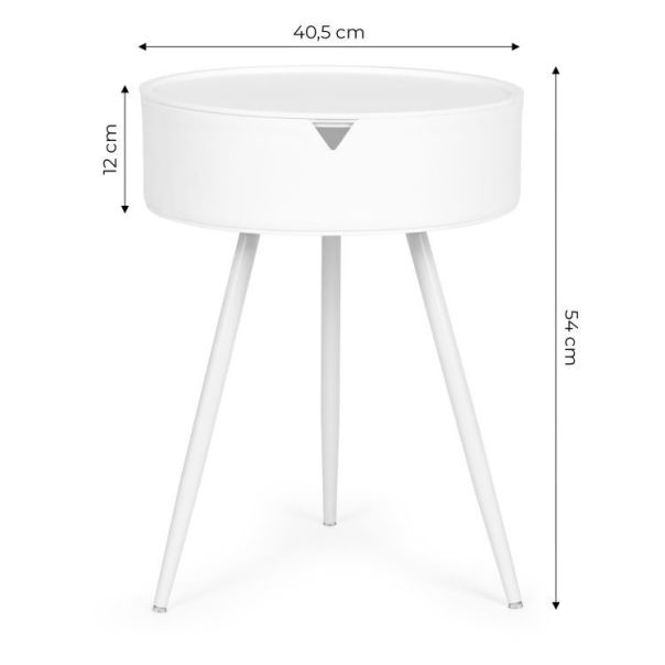 MODERNHOME Okrugli stočić sa uklonivim poklopcem - CT3022 WHITE