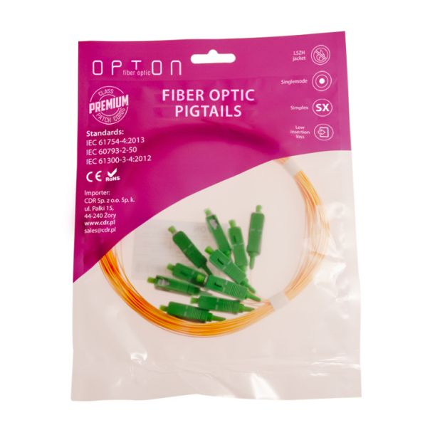 OPTON pigtail SC/APC SM 0.9mm 1.5m G657A Loose Tube (Easy Strip) 10 komada u pakovanju - OP063