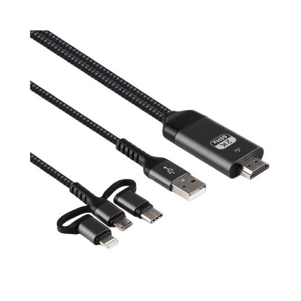 FAST ASIA Kabl HDMI 2K na (Micro+Tip C+Iphone) povezuje TV+mob 2m - OST05467