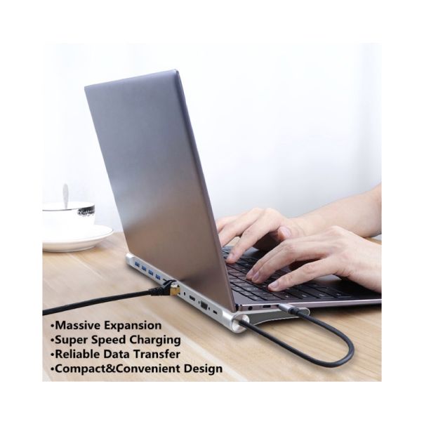 FAST ASIA Adapter Type-C HUB na 4xUSB +SD/micro+RJ45+HDMI+ VGA+ PD+ Audio - OST05468