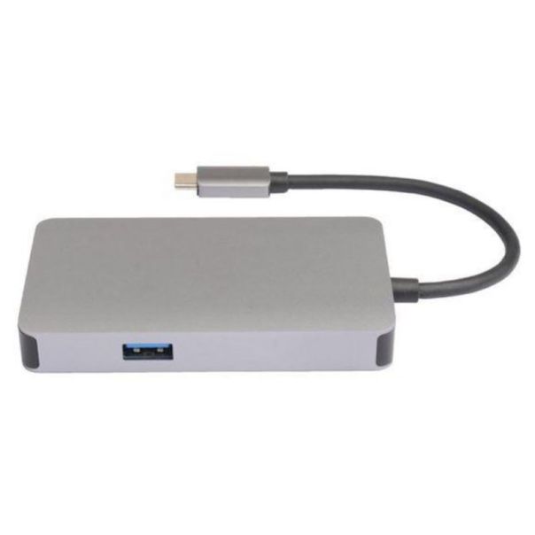 E-GREEN Adapter Type-C na HDMI + VGA + 2xUSB 3.0 + RJ45 + Type-C, bela - OST05596