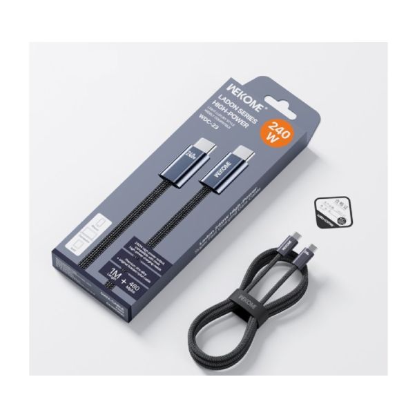 WEKOME WDC-23 Kabl 3.1 USB tip C M/M 1m za Super brzo punjenje 240W/480Mbps, crni - EP2942587
