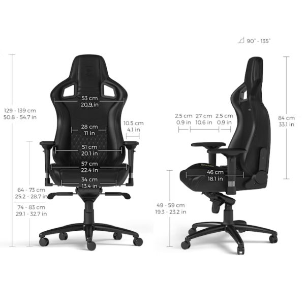 NOBLECHAIRS Gejmerska stolica Epic Real Leather, crna - OST07719