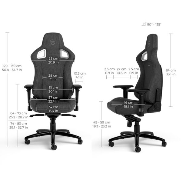 NOBLECHAIRS Gejmerska stolica EpicTX, siva - OST07721